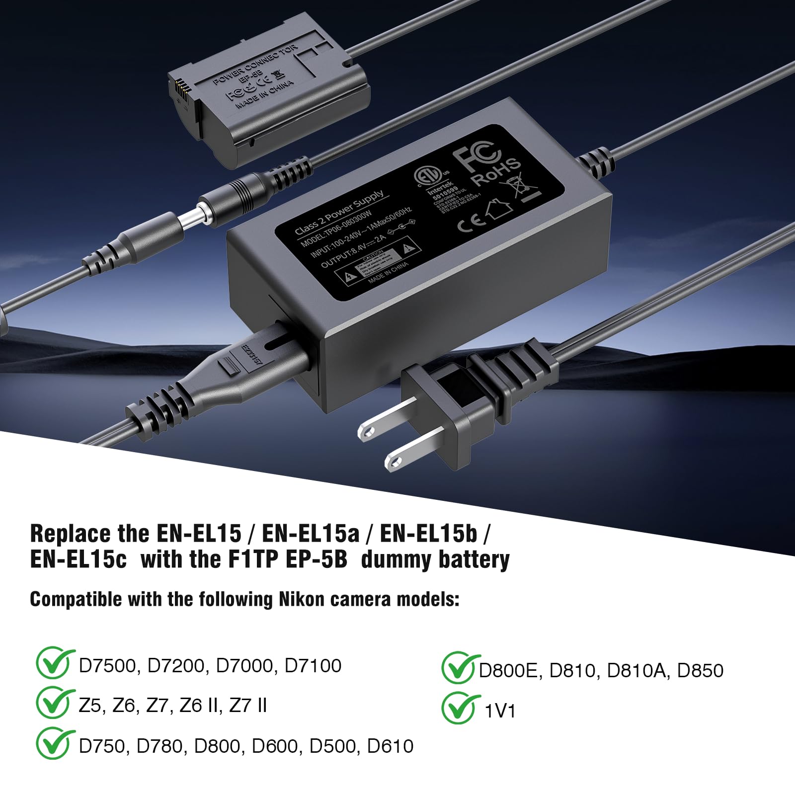Amazon.com : F1TP EH-5 Plus EP-5B AC Power Adapter DC Coupler kit